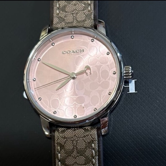 Coach Grand Watch With 36mm Pink Coach Signature Face& Brown & Beige Coa… - Picture 2 of 5